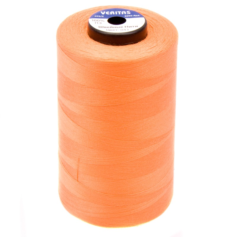 Нитки швейные 100% PE 40/2 цв S-043 оранжевый персиковый (боб 5000ярдов) VERITAS0
