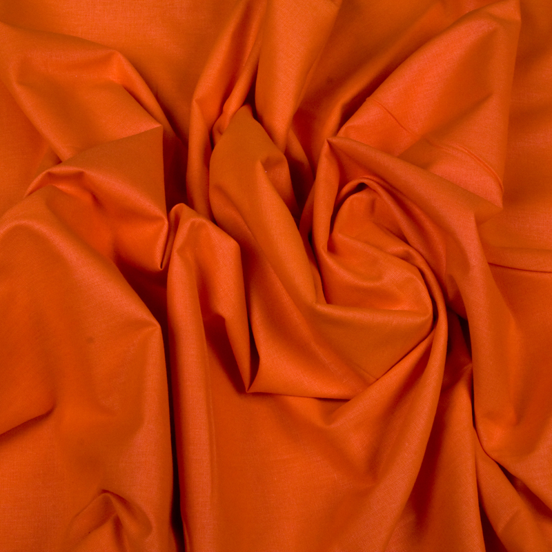 Ткань Поплин 115гр/м2, 100хб, 220см, однотонная, апельсиновый, Люкс TPG0381