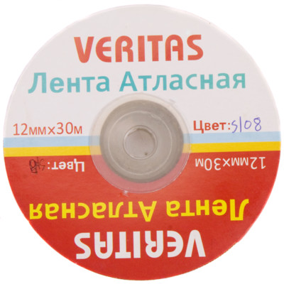 Лента атласная Veritas шир 12мм цв S-108 хаки светлый (уп 30м)1