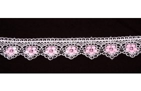 кружево гипюр цв белый/розовый арт 3073 37мм vlt купить по 41.79 - в интернет - магазине Веллтекс | Махачкала 
.